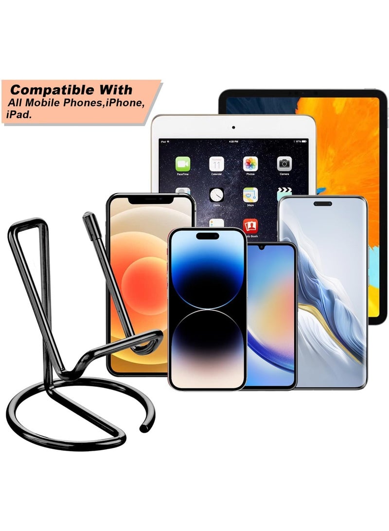 Cell Phone Stand for Desk,Cute Metal Black Cell Phone Stand Holder Desk Accessories,Compatible with All Mobile Phones,iPhone,Switch,iPad - Image 5